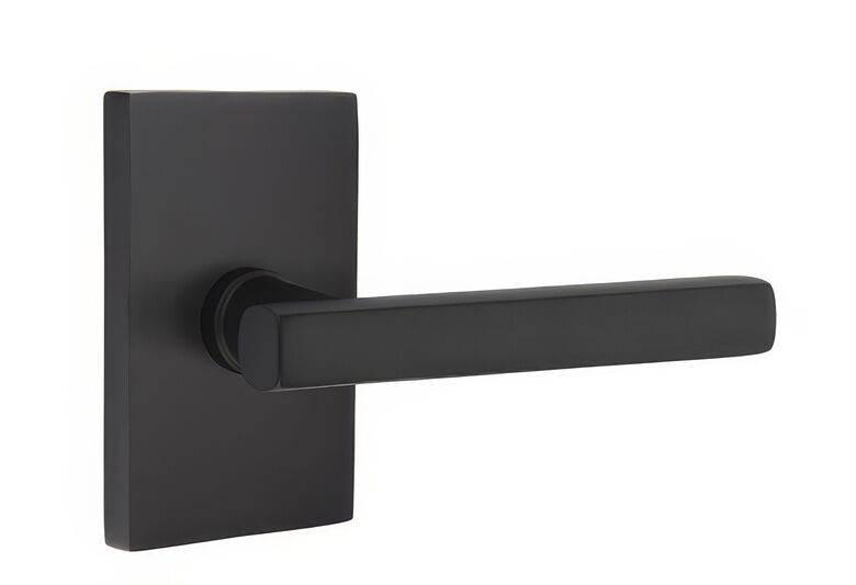 5212FRLUS19LH 2.375 in. Freestone Left Hand Backset Privacy Lever with Modern Rectangular Rose for 1.25 To 2 in. Door - Flat Black Finish