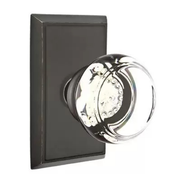 8221GTUS10B 2.375 in. Georgetown Glass Backset Privacy Knob with Rectangular Rose for 1.25 To 2 in. Door - Oil Rubbed Bronze Finish