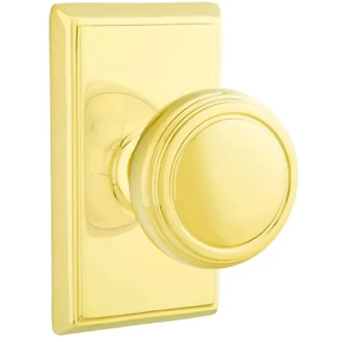 8221NWUS3NL 2.375 in. Norwich Backset Privacy Knob with Rectangular Rose for 1.25 To 2 in. Door - Unlacquered Brass Finish