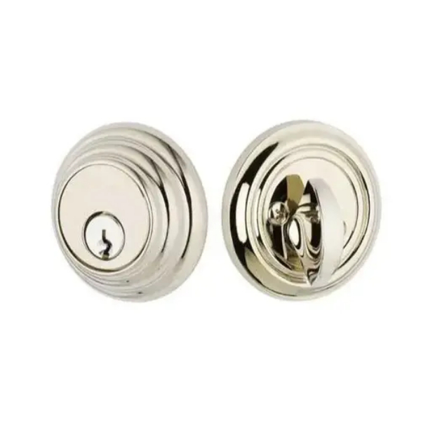 8455US3NL 2.375 & 2.75 in. Low Profile Single Cylinder Deadbolt with Backset for 1.75 in. Door - Unlacquered Brass Finish