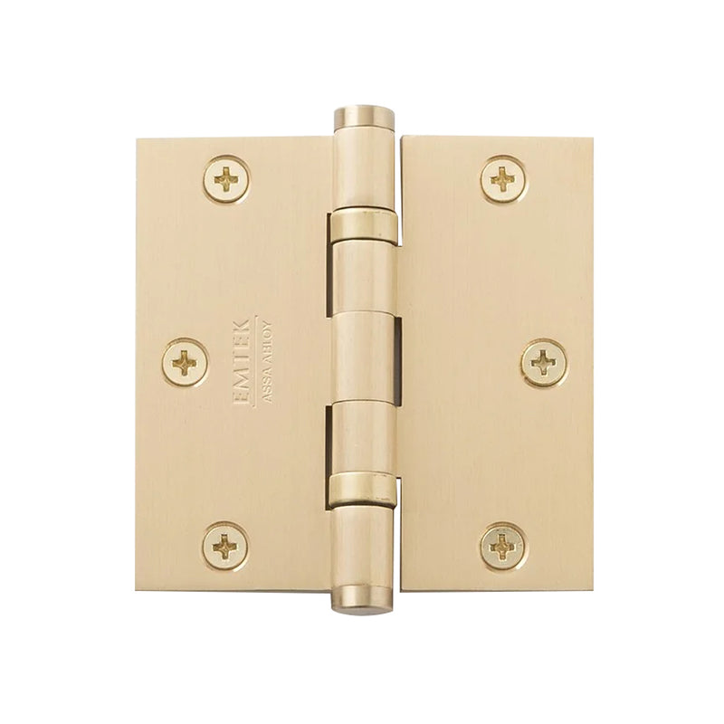 94013US4 3.5 x 3.5 in. Square Heavy Duty Steel Ball Bearing Hinges, Satin Brass Finish - Pack of 2