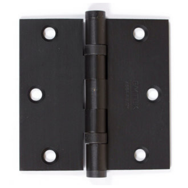 96413US19 3.5 x 3.5 in. Square Solid Brass Heavy Duty Ball Bearing Hinges, Flat Black Finish - Pack of 2