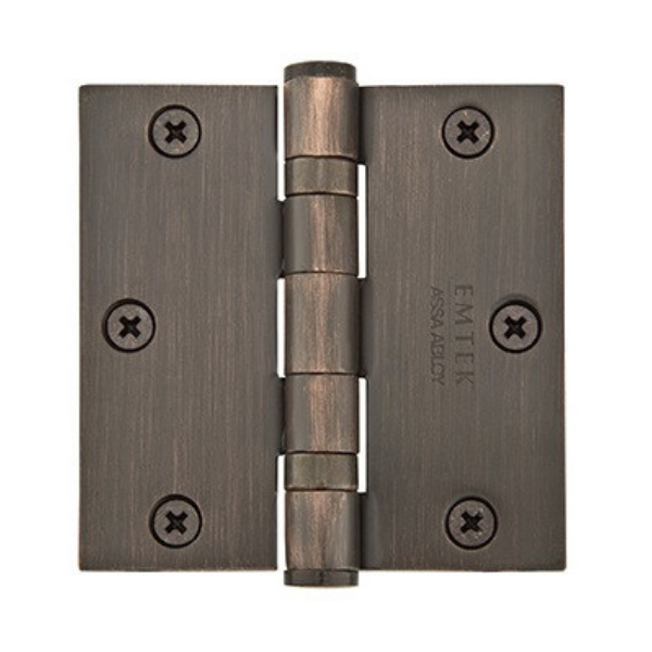 94013US19 3.5 x 3.5 in. Square Heavy Duty Steel Ball Bearing Hinges, Flat Black Finish - Pack of 2