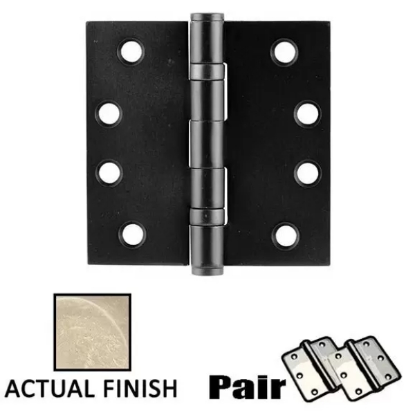 94014TWB 4 x 4 in. Square Steel Heavy Duty Ball Bearing Hinges, Tumbled White Bronze Finish - Pack of 2