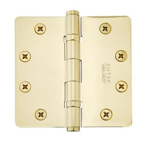 94024US4 4 x 4 x 0.25 in. Radius Steel Heavy Duty Ball Bearing Hinges, Satin Brass Finish - Pack of 2