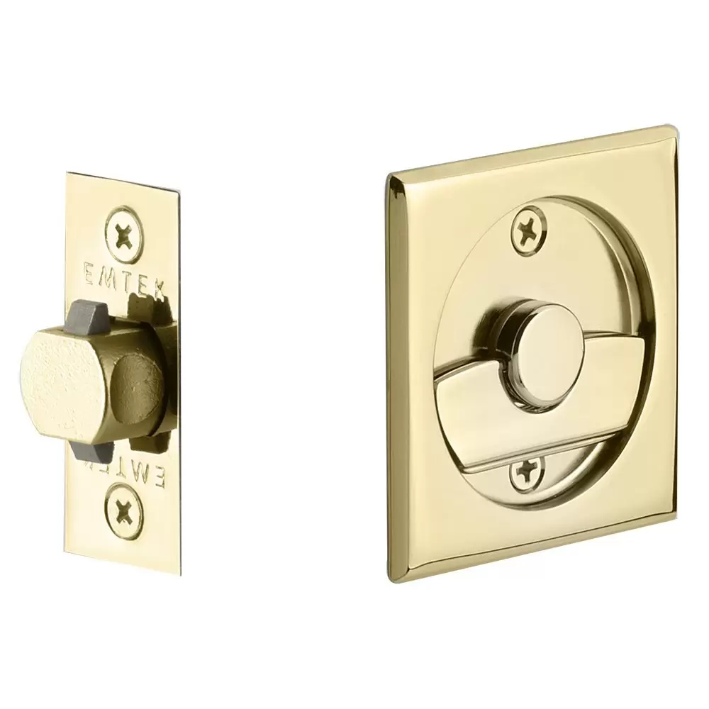 2135US3 Square Privacy Pocket Tubular Lock with Privacy Strike Plate & Dust Box for 1.375 To 1.75 in. Door - Polished Brass Lifetime Finish