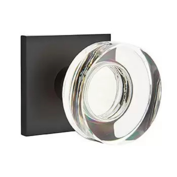 5110MDCUS19 2.375 in. Modern Disc Glass Backset Passage Knob with Square Rose for 1.25 To 2 in. Door - Flat Black Finish