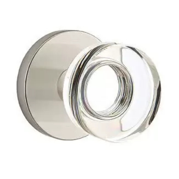 5109MDCUS15 2.375 in. Modern Disc Glass Backset Passage Knob with Disk Rose for 1.25 To 2 in. Door - Satin Nickel Finish