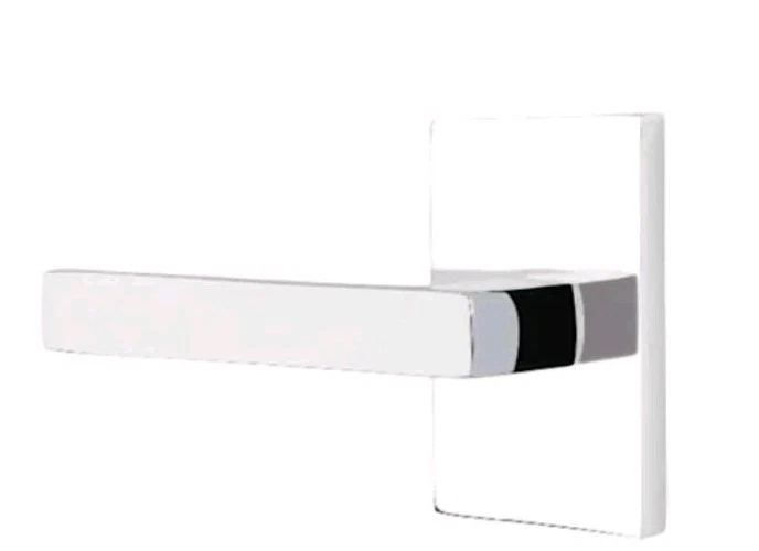 5212DTUS26LH 2.375 in. Dumont Left Hand Backset Privacy Lever with Modern Rectangular Rose for 1.25 To 2 in. Door - Polished Chrome Finish