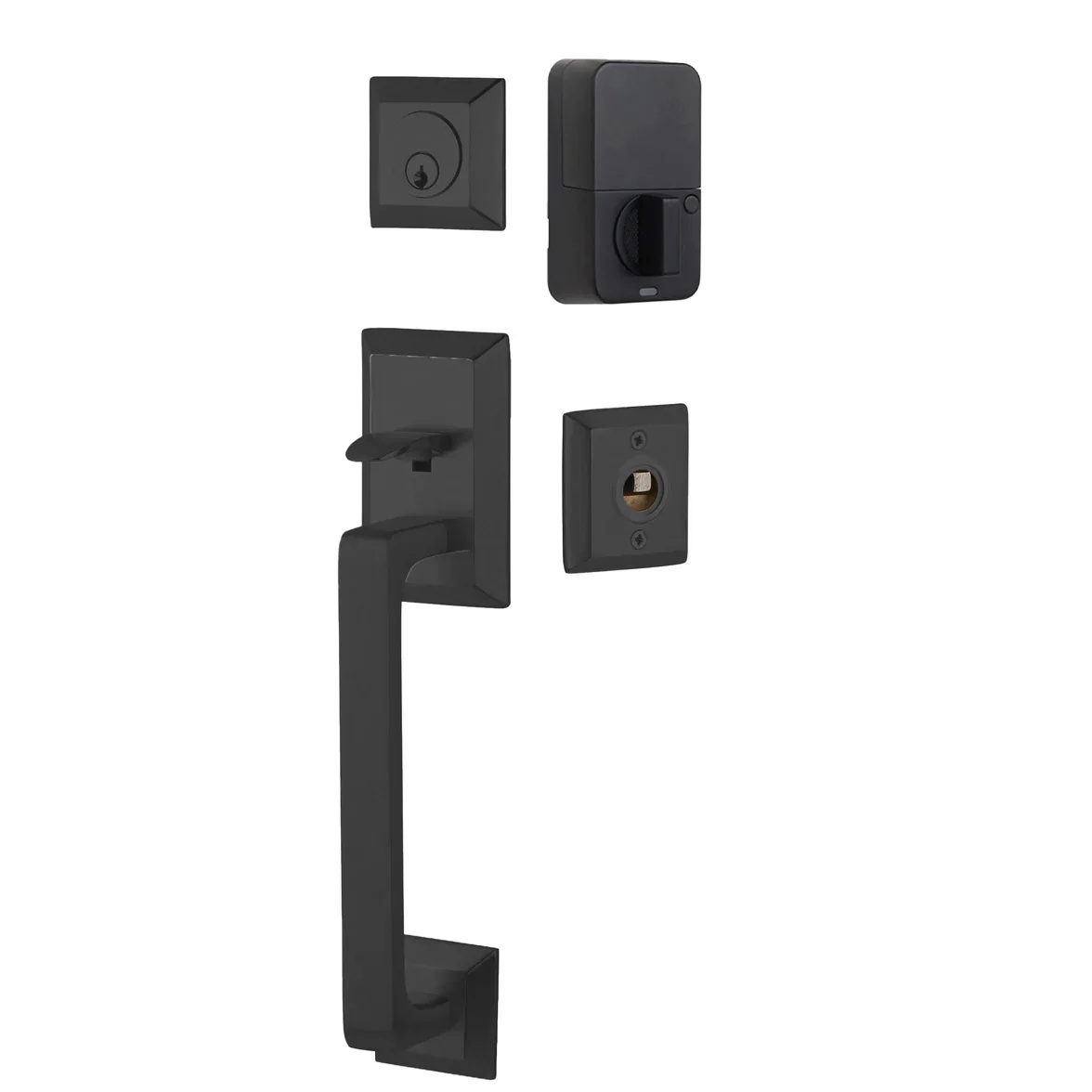 4716PUS19 Providence Knob Single Cylinder Transitional Heritage Sectional Handle Set - Flat Black Finish