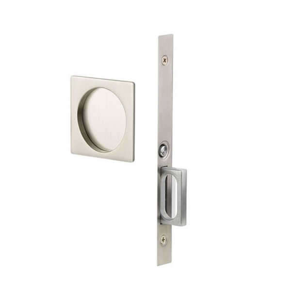 2185US15138 1.375 in. Square Privacy Pocket Door Mortise Lock - Satin Nickel Finish