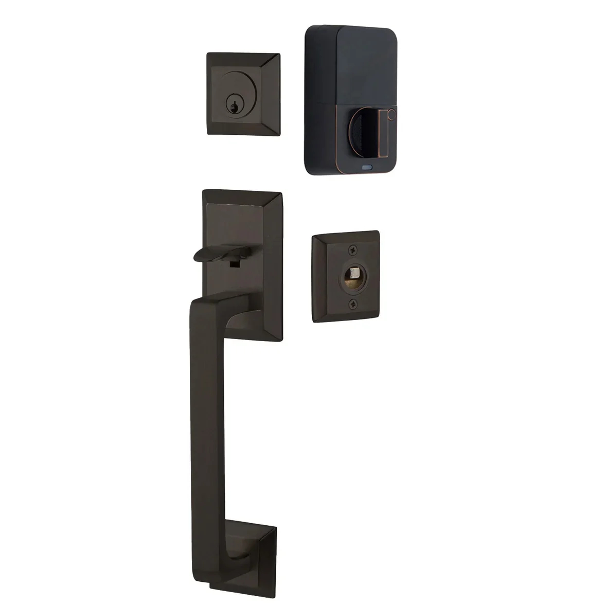 4716LAUUS10B Laurent Single Cylinder Transitional Heritage Sectional Handle Knob Set - Oil Rubbed Bronze Finish