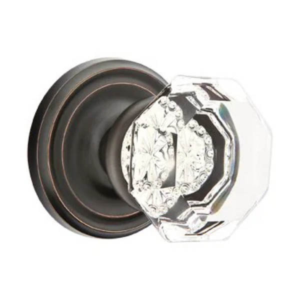 8100OTUS10B 2.375 in. Old Town Glass Backset Passage Knob with Regular Rose for 1.25 To 2 in. Door - Oil Rubbed Bronze Finish