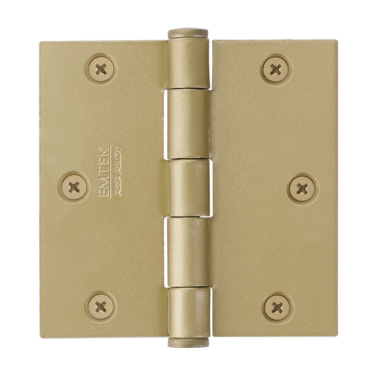 96113US4 3.5 x 3.5 in. Square Solid Brass Residential Duty Hinges, Satin Brass Finish - Pack of 2