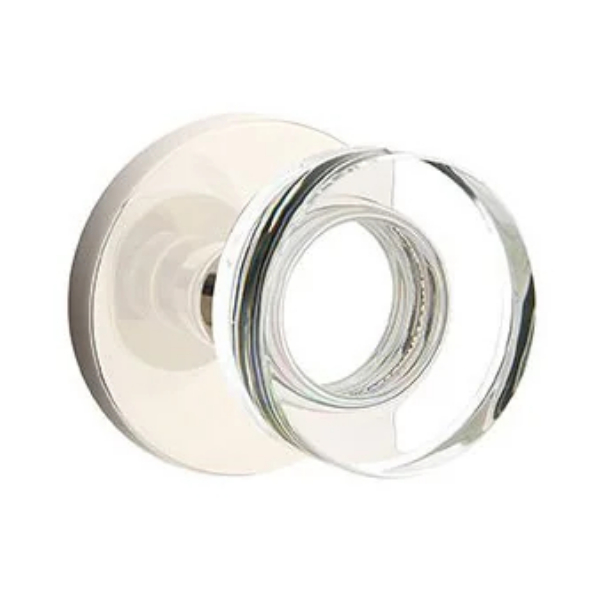 5209MDCUS14 2.375 in. Modern Disc Glass Backset Privacy Knob with Disk Rose for 1.25 To 2 in. Door - Polished Nickel Lifetime Finish