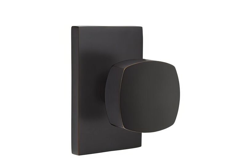 5212FRKUS10B 2.375 in. Freestone Backset Privacy Knob with Modern Rectangular Rose for 1.25 To 2 in. Door - Oil Rubbed Bronze Finish