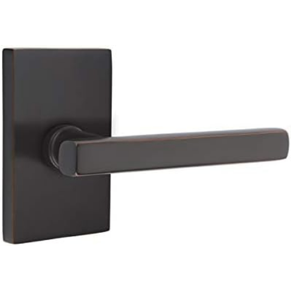 5212FRLUS10BRH 2.375 in. Freestone Right Hand Backset Privacy Lever with Modern Rectangular Rose for 1.25 To 2 in. Door - Oil Rubbed Bronze Finish