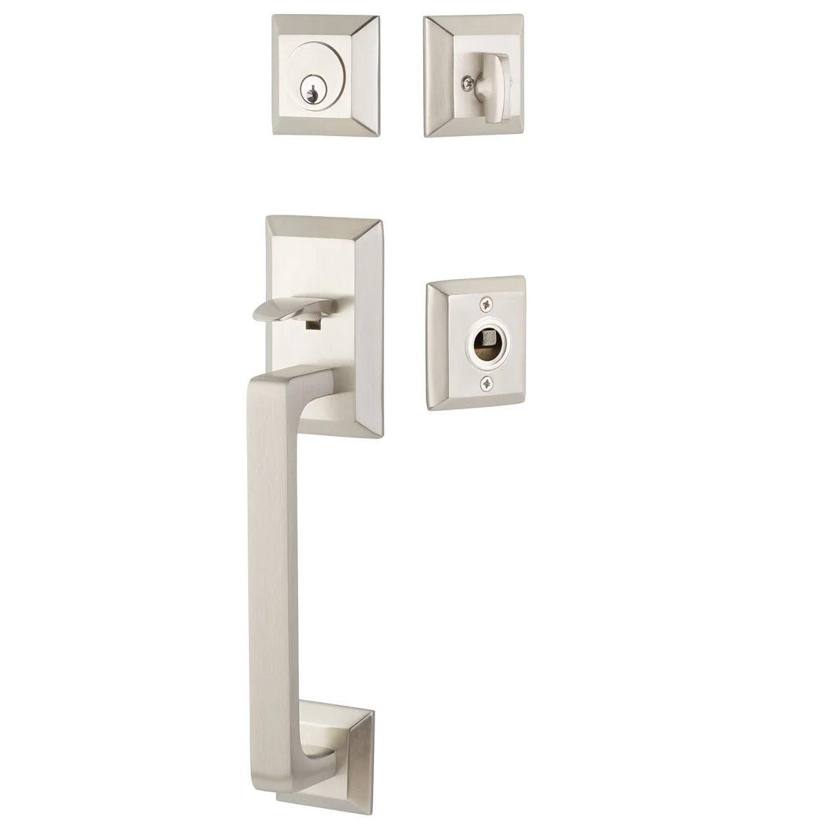 4716ROUUS15 2.375 & 2.75 in. Round Knob Backset Single Cylinder Transitional Heritage Sectional Tubular Handle Set - Satin Nickel Finish