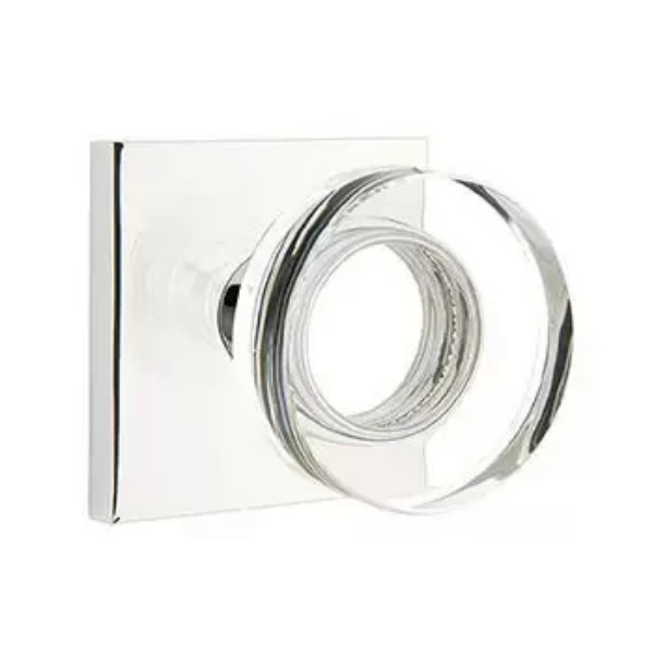 5210MDCUS26 2.375 in. Modern Disc Glass Backset Privacy Knob with Square Rose for 1.25 To 2 in. Door - Polished Chrome Finish