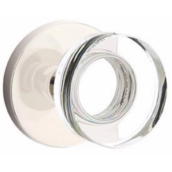 5109MDCUS14 Modern Disc Crystal Knob Passage with Disk Rose, Bright Nickel