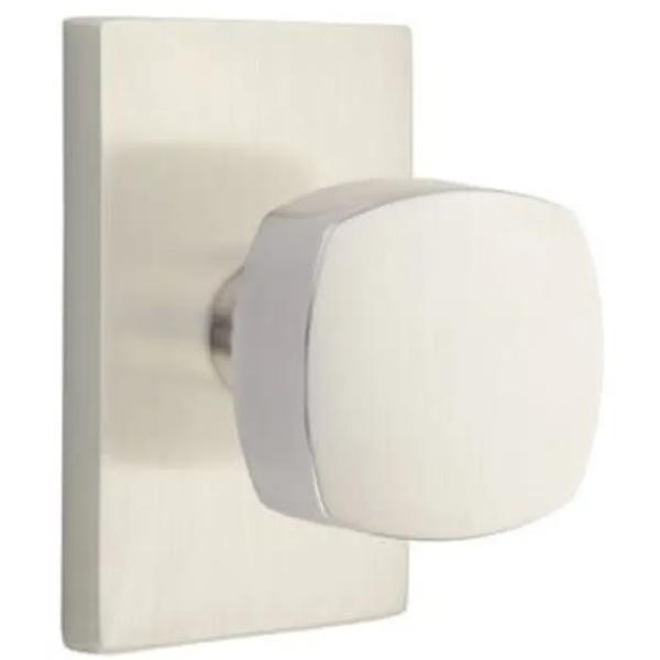 5112FRKUS15 Freestone Knob Passage with Modern Rectangular Rose, Satin Nickel