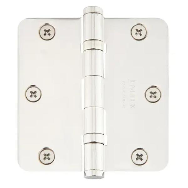 94033US14 3.5 x 3.5 in. Heavy Duty Steel Ball Bearing Hinge - 0.625 in. Radius, Bright Nickel - Pack of 2