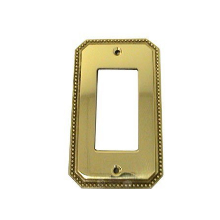 8005-S.3 Single Rocker Beaded Switch Plate, Bright Brass