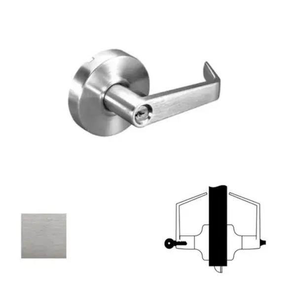 AU4608LN626LC Classroom Augusta Lever Grade 2 Cylindrical Lock - Less Cylinder, Satin Chrome