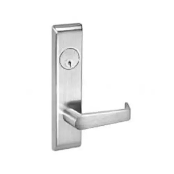 AUCN8802FL626 Privacy Mortise Lock with Augusta Lever & Camden Escutcheon with 2815 Curved Lip Strike - US26D 626, Satin Chrome