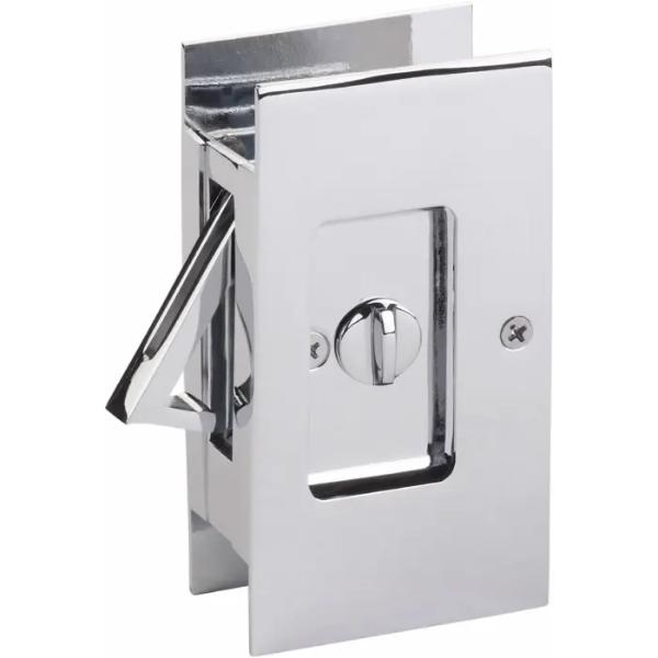 2108US26 1.37 x 1.75 in. Modern Rectangular Privacy Pocket Door Lock for Door, Polished Chrome