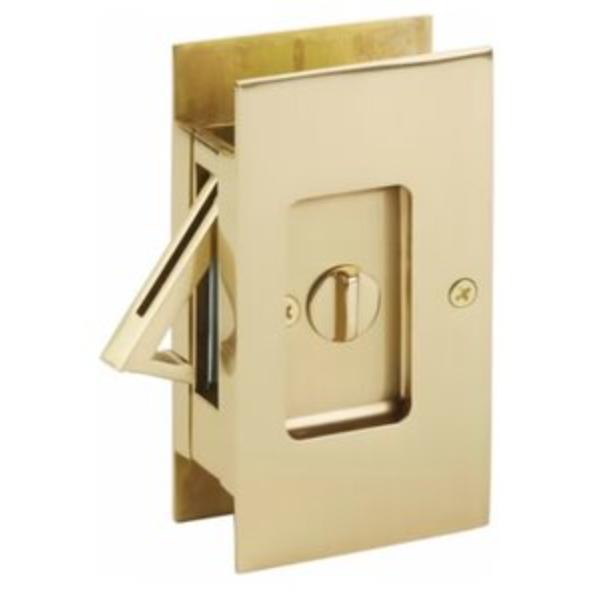 2108US3NL 1.37 x 1.75 in. Modern Rectangular Privacy Pocket Door Lock for Door, Unlacquered Brass