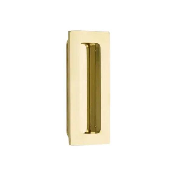 Modern Rectangular Flush Pull - Unlacquered Brass - 4 in. - Solid Construction