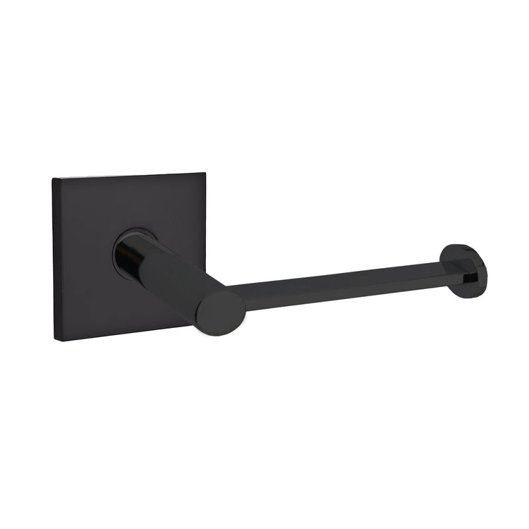 2804SQUUS19 Modern Brass Bar Style Paper Holder with Square Rosette, Flat Black Finish