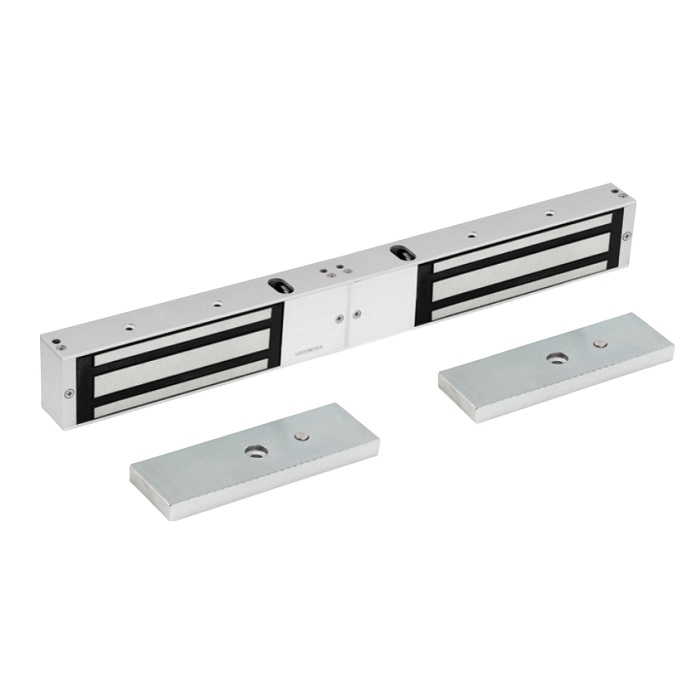MG12002 Double Standard 1200 lbs Dual Volt Maglock with LED, Satin Stainless Steel Finish
