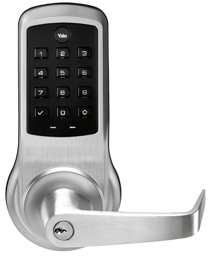 AUNTB613-NR626280353L Augusta Lever NexTouch Key Override Pushbutton Keypad No Radio Lockset with Schlage C Keyway US26D - Satin Chrome Finish
