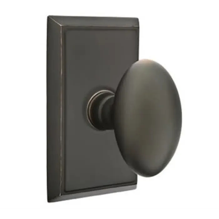 8121EUS10B 1.25 To 2 in. Door Egg Knob 2.375 in. Backset Passage with Rectangular Rose - Oil Rubbed Bronze Finish