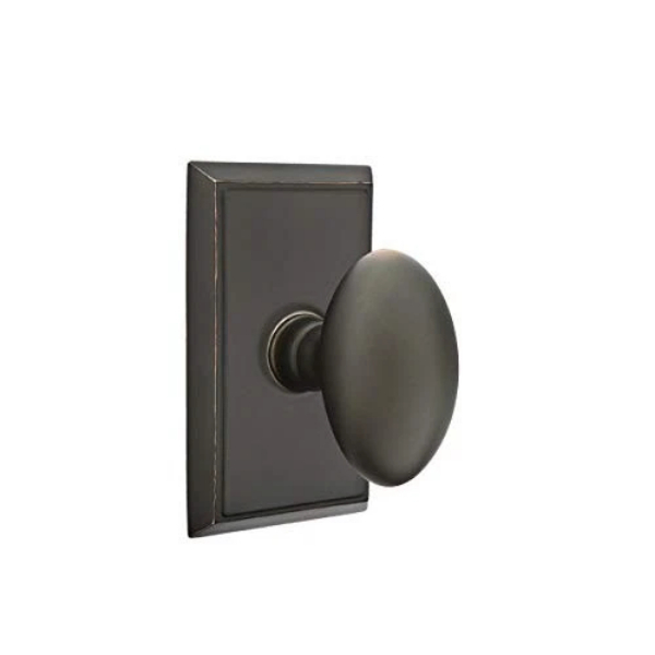 8521EUS10B 1.25 To 2 in. Door Egg Knob Dummy Pair with Rectangular Rose - Oil Rubbed Bronze Finish