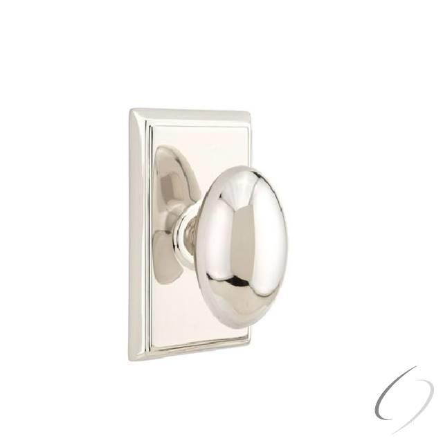 8521EUS14 1.25 To 2 in. Door Dummy Pair Egg Knob with Rectangular Rose - Polished Nickel Lifetime Finish