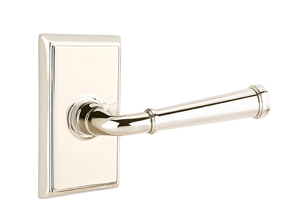 8521MEUS14 1.25 To 2 in. Door Merrimack Lever Dummy Pair with Rectangular Rose - Polished Nickel Lifetime Finish