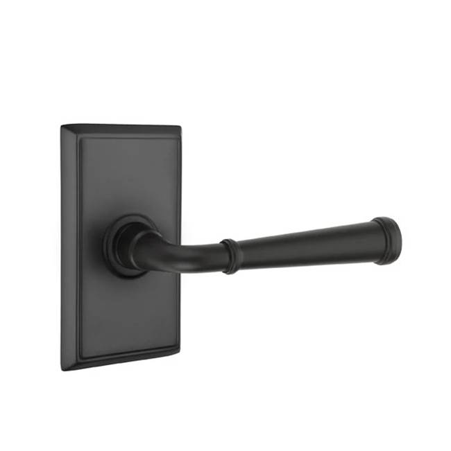 8521MEUS19 1.25 To 2 in. Door Merrimack Lever Dummy Pair with Rectangular Rose - Flat Black Finish