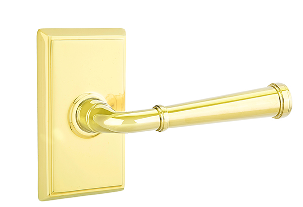8521MEUS3NL 1.25 To 2 in. Door Merrimack Lever Dummy Pair with Rectangular Rose - Unlacquered Brass Finish