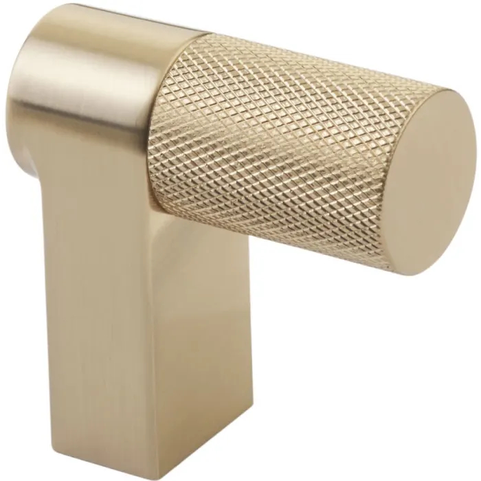86659.RECUS4.KNUS4 2 in. Overall Rectangular Stem Knurled Bar Select Cabinet Finger Pull - Satin Brass Finish