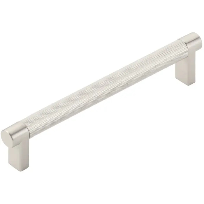 84055.RECUS15.KNUS15 6 in. Center To Center Rectangular Stem Knurled Bar Select Cabinet Pull - Satin Nickel Finish