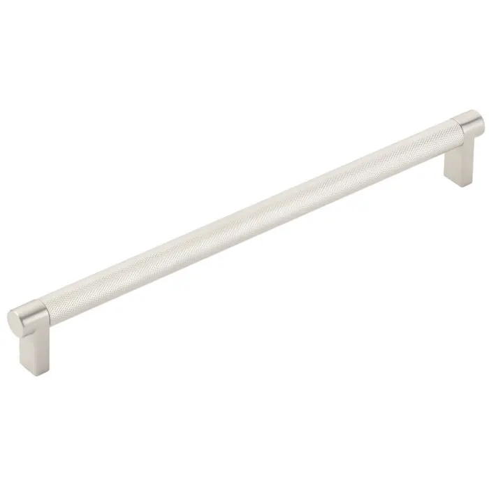 84057.RECUS15.KNUS15 10 in. Center To Center Rectangular Stem Knurled Bar Select Cabinet Pull - Satin Nickel Finish