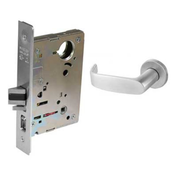 608237LNL26D Classroom Mortise Lock with L Lever & LN Rose, Large Format IC Plastic Disposable Construction Core - Satin Chrome