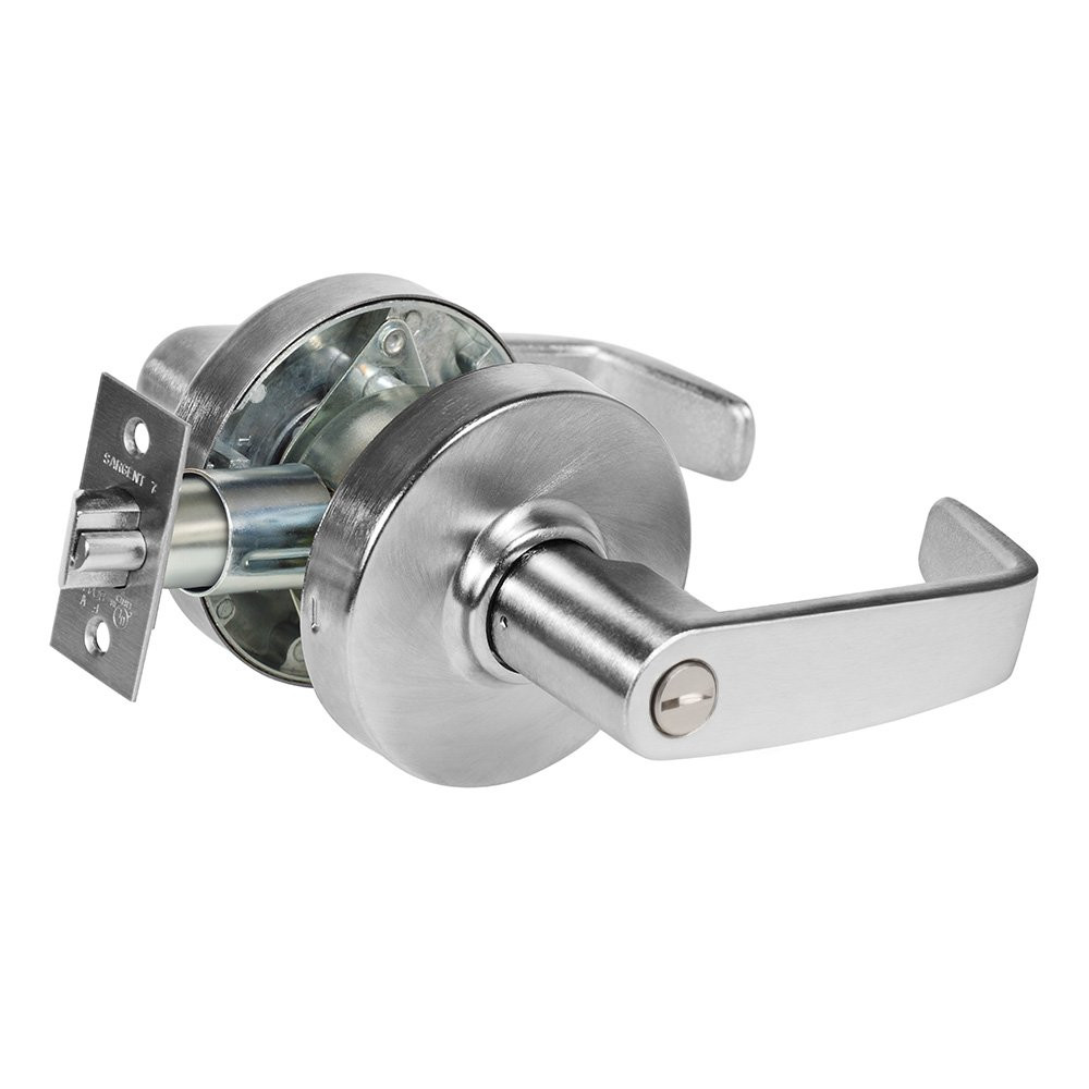 7U65LL26D Grade 2 Privacy Cylindrical Lock with L Lever & L Rose, 2.75 in. Backset & T Strike - Satin Chrome