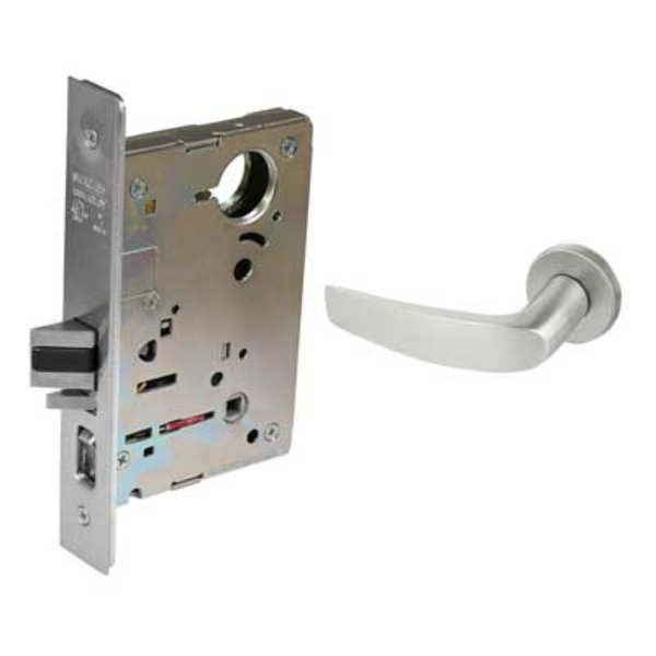 8237LNB26D Classroom Mortise Lock with B Lever & LN Rose, LA Keyway - Satin Chrome