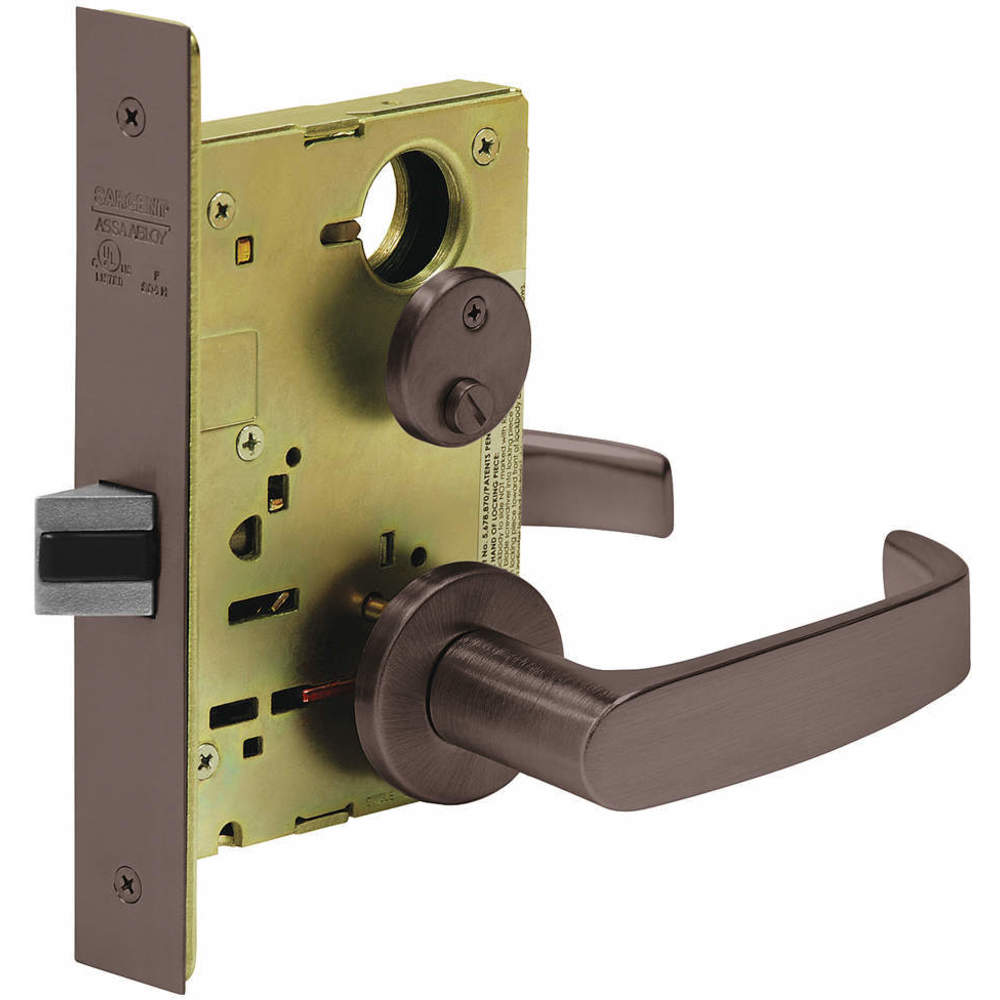8265LNL10B Privacy Latch Mortise Lock with L Lever & LN Rose, Oil Rubbed Bronze