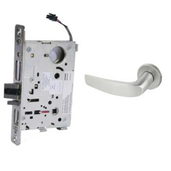827112VLNB26D Fail Secure Electro Mechanical Single Cylinder 12V Mortise Lock with B Lever & LN Rose, LA Keyway - Satin Chrome