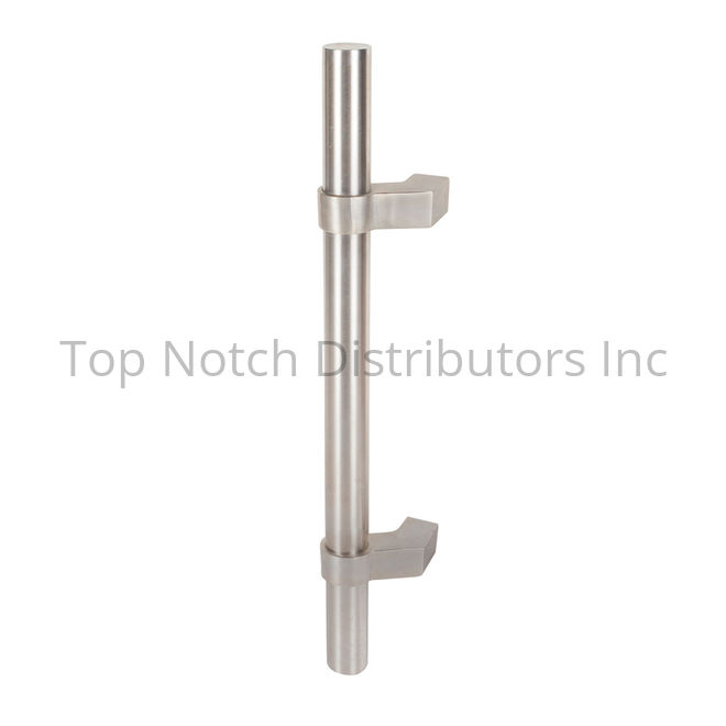AP323E184628 18 in. Adjustable 1.25 in. Dia. Ladder Offset Standoffs Square Ends Pull with E Mounting for 1.75 in. Door, Aluminum